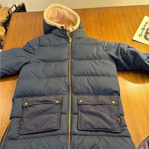 LL Bean long puffer jacket. Down